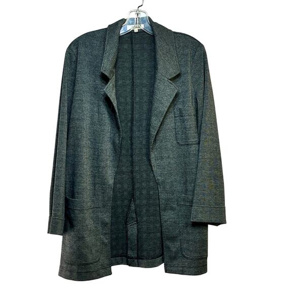 Madewell Glen Plaid Knit Oversized Blazer Women's Small Open Front Gray - Picture 1 of 4